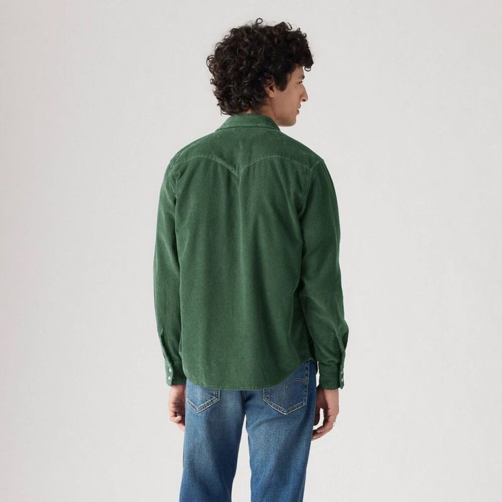 Levi's Men's Western Classic Fit Long Sleeve Butto Python Green Corduroy - Picture 2 of 2